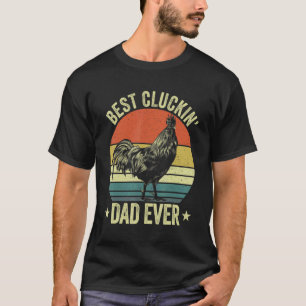 Mens Best cluckin' dad ever rooster retro chicken T-Shirt