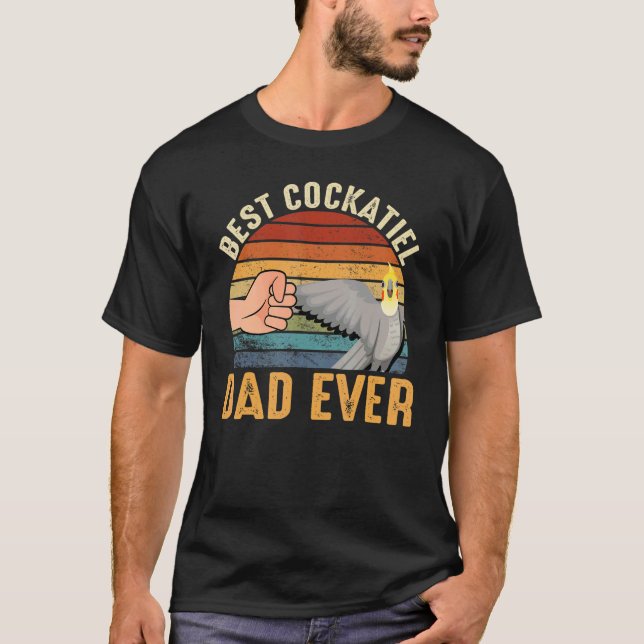 Mens Best Cockatiel Dad Ever Heart Parrot  Bird Fa T-Shirt (Front)