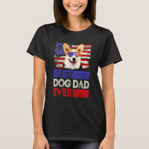 Mens Best Corgi Dad Ever American Flag Patriotic T-Shirt