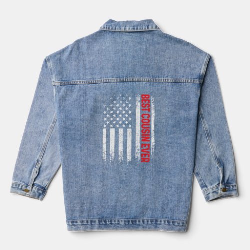 Mens Best Cousin Ever American Flag Fathers Day  Denim Jacket