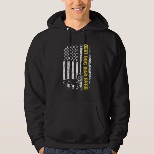 Mens Best Dachshund Dad Ever Usa Flag Dog Fathers  Hoodie (Front)