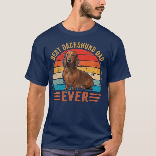 Mens Best Dachshund Dad Vintage Retro Dachshund T_Shirt