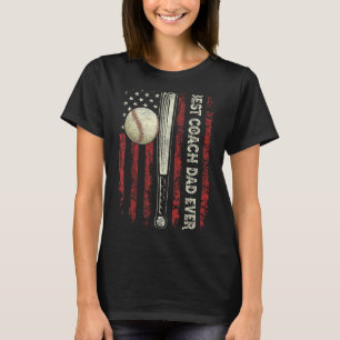 Mens Best Dad Coach Ever Flag Baseball Dad Men   F T-Shirt