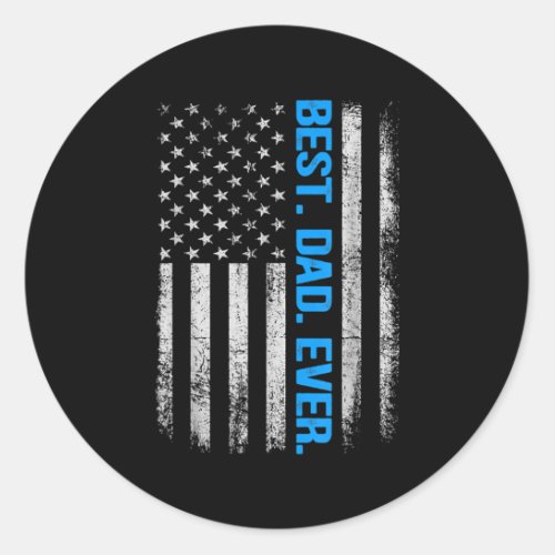 Mens Best Dad Ever American Flag Vintage Fathers Classic Round Sticker