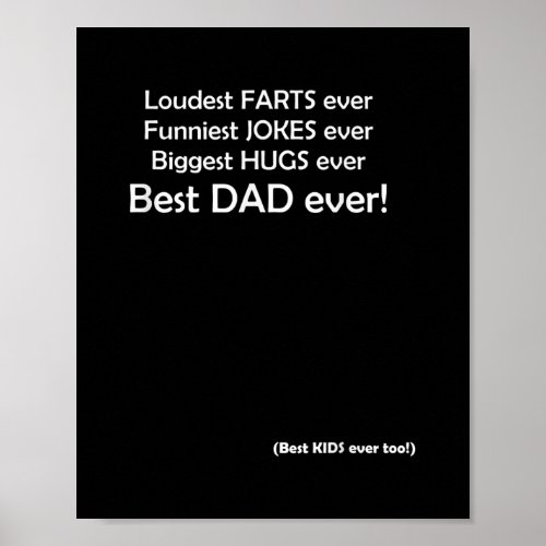 Mens Best DAD ever funny dad appreciation fathers Poster