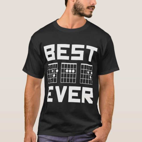 Mens Best Dad Ever Guitar Chords for Musician Fath T_Shirt