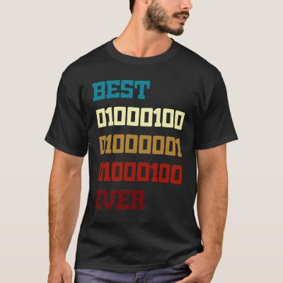 Mens Best Dad Ever Shirt Binary Code Father's Day