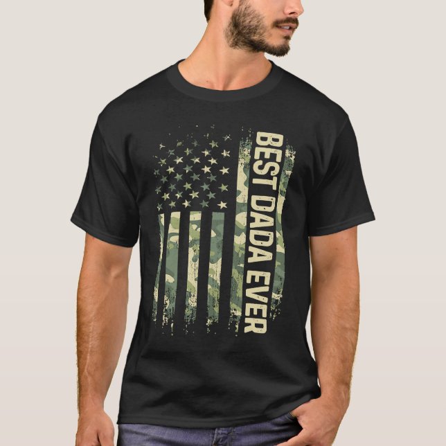 Mens Best Dada Ever Camo American Flag Father's Da T-Shirt (Front)
