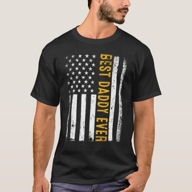 Mens Best Daddy Ever Usa Flag Proud Daddy From Dau T-Shirt (Front)