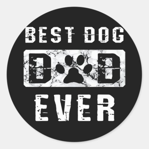 Mens Best Dog Dad Ever American Patriotic Puppy Classic Round Sticker