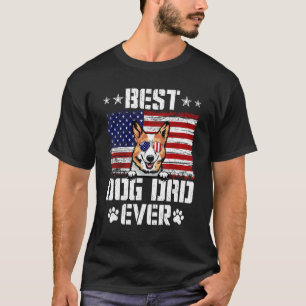 Mens Best Dog Dad Ever Corgi American Flag 4th Of T-Shirt