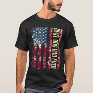 Mens Best Dog Dad Ever Gift Shirt American Flag Fa