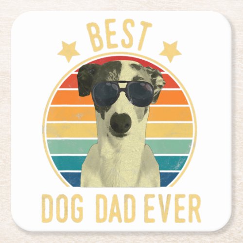 Mens Best Dog Dad Ever Italian Greyhound Fars Day Square Paper Coaster