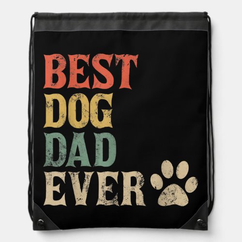 Mens Best Dog Dad Ever Vintage Dog Daddy Retro Drawstring Bag