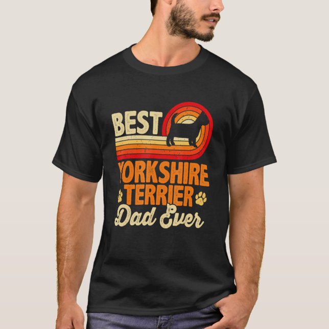 Mens Best Dog Dad Ever Yorkshire Terrier Retro Vin T-Shirt (Front)