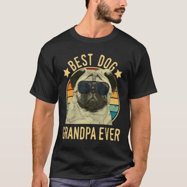 Mens Best Dog Grandpa Ever Pug Fathers Day T-Shirt (Front)