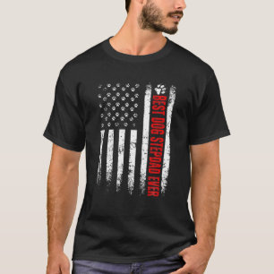 Mens Best Dog Stepdad Ever American Flag Family Fa T-Shirt