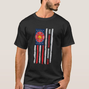 Mens Best Firefighter Grandad Ever Us Flag Fireman T-Shirt