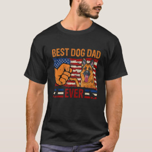 Mens Best German Shepherd Dad Ever American Flag T-Shirt