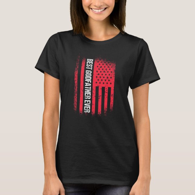 Mens Best Godfather Ever American Flag Uncle Patri T-Shirt (Front)