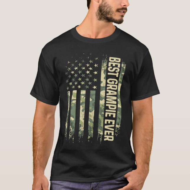 Mens Best Grampie Ever Camo American Flag Father's T-Shirt (Front)