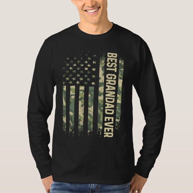 Mens Best Grandad Ever Camo American Flag Father's T-Shirt (Front)