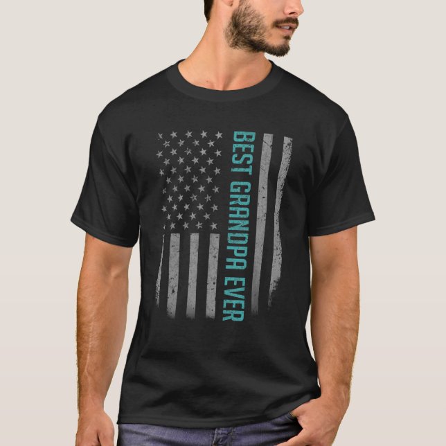 Mens Best Grandpa Ever American Flag   For Father' T-Shirt (Front)