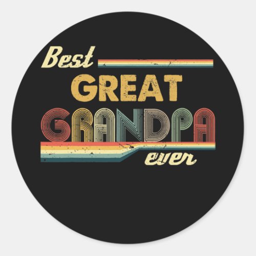 Mens Best Great Grandpa Ever Men Vintage Retro Classic Round Sticker