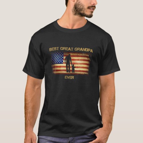 Mens Best Great Grandpa Ever Vintage USA American T_Shirt