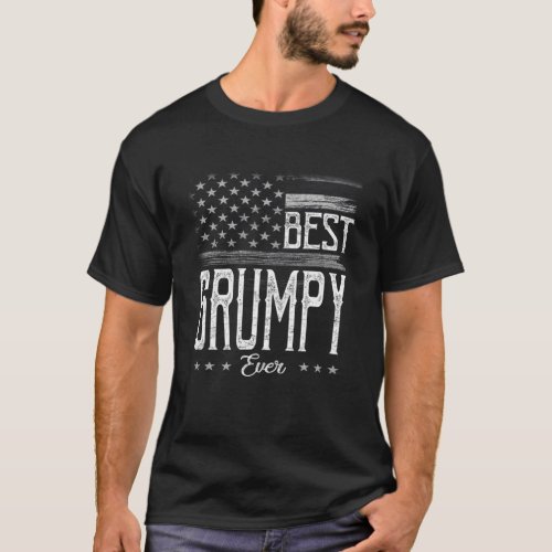 Mens Best Grumpy Ever American Flag Grandpa Gift T_Shirt