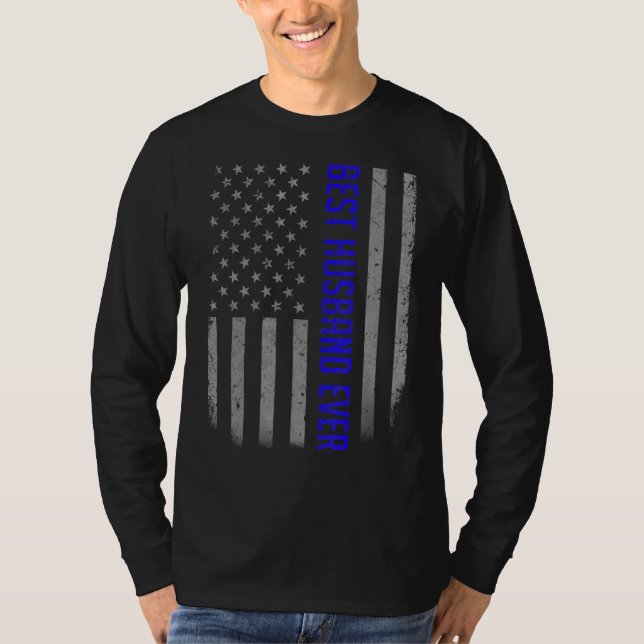 Mens Best Husband Ever American Flag   For Father' T-Shirt (Front)