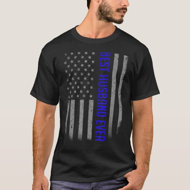 Mens Best Husband Ever American Flag   For Father' T-Shirt (Front)