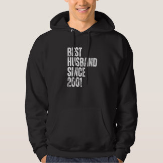 Mens Best Husband Since 2001 Vintage Wedding Anniv Hoodie