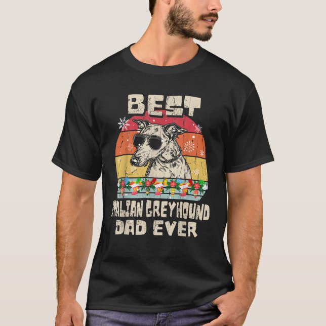 Mens Best Italian Greyhound Dad Ever Retro Christm T-Shirt (Front)