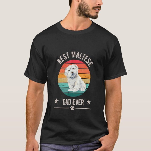 Mens Best Maltese dad ever Maltese retro sunset T-Shirt (Front)