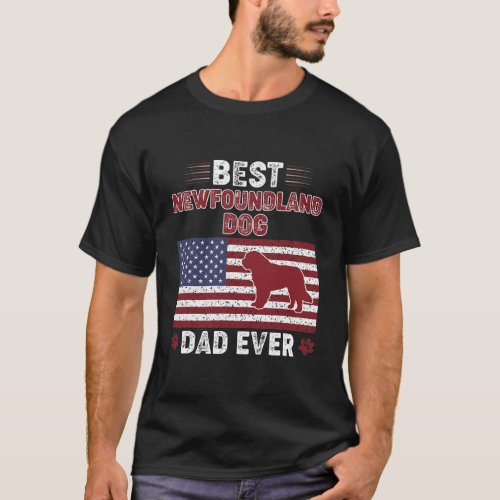 Mens Best NEWFOUNDLAND DOG Dad Ever American flag T_Shirt