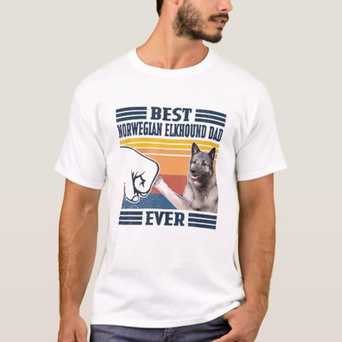 Mens Best Norwegian Elkhound Dad Ever Funny Dog Lo T_Shirt