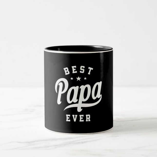 Mens Best Papa Ever - Funny Fathers Day Two-Tone Coffee Mug (Center)