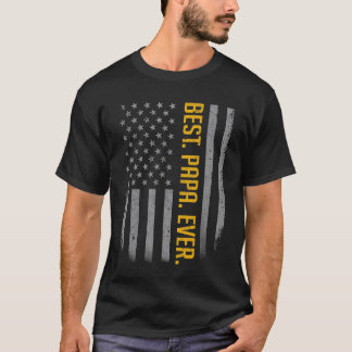 Mens Best Papa Ever Us American Flag   For Father' T-Shirt