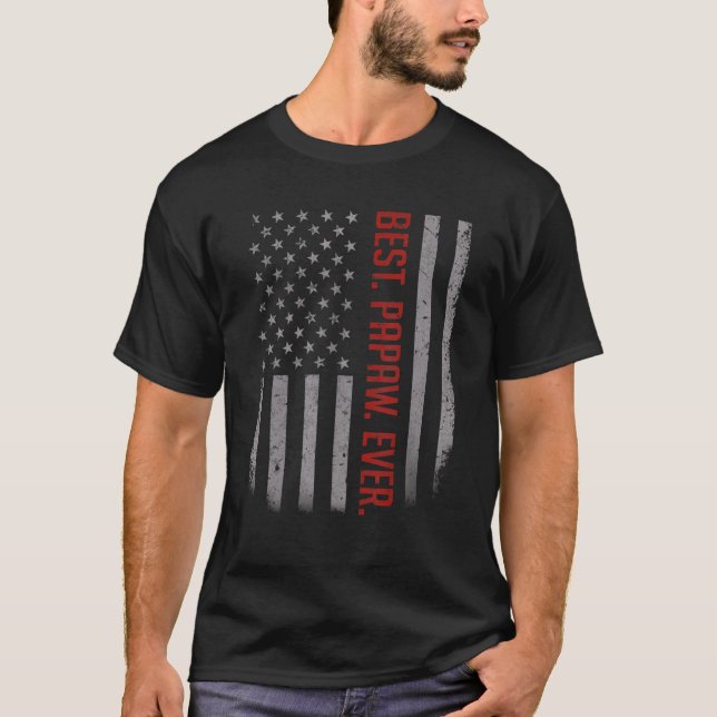 Mens Best Papaw Ever Us American Flag   For Father T-Shirt (Front)