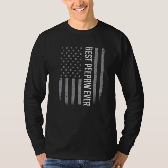 Mens Best Peepaw Ever American Flag   For Father's T-Shirt (Front)