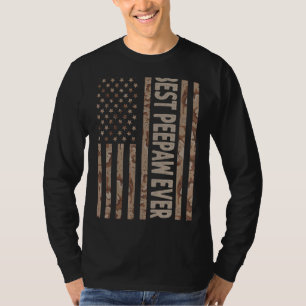 Mens Best Peepaw Ever Us American Flag Grandpa Fa T-Shirt