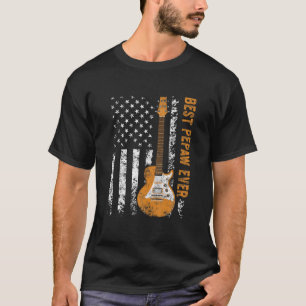 Mens Best Pepaw Ever American Flag Guitar Christma T-Shirt