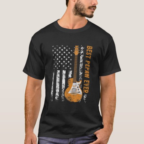 Mens Best Pepaw Ever American Flag Guitar Christma T_Shirt