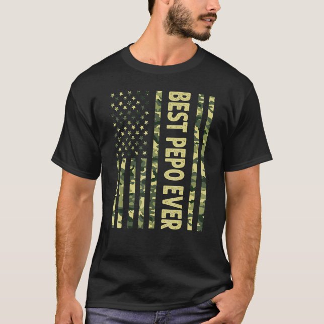 Mens Best Pepo Ever Us American Flag  Grandpa Fath T-Shirt (Front)