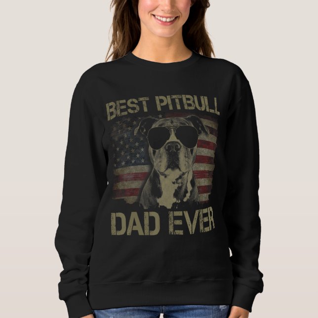 Mens Best Pitbull Dad Ever American Us Flag Dog Da Sweatshirt (Front)