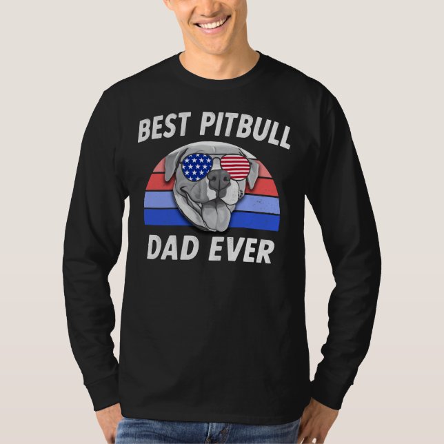 Mens Best Pitbull Dad Funny Pit Bull Retro Father T-Shirt (Front)