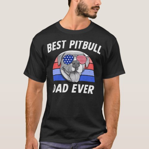 Mens Best Pitbull Dad Funny Pit Bull Retro Father T_Shirt