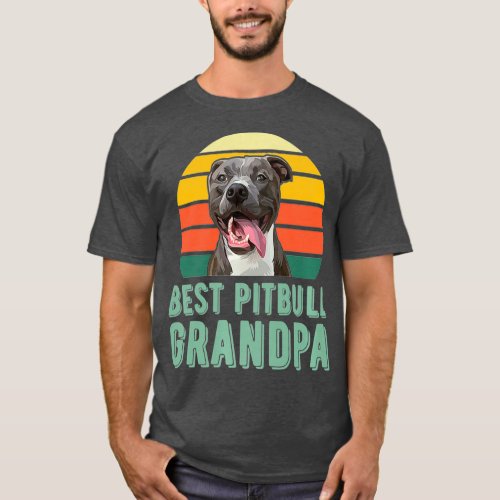 Mens Best Pitbull Grandpa Funny Cute Dog Lover T_Shirt