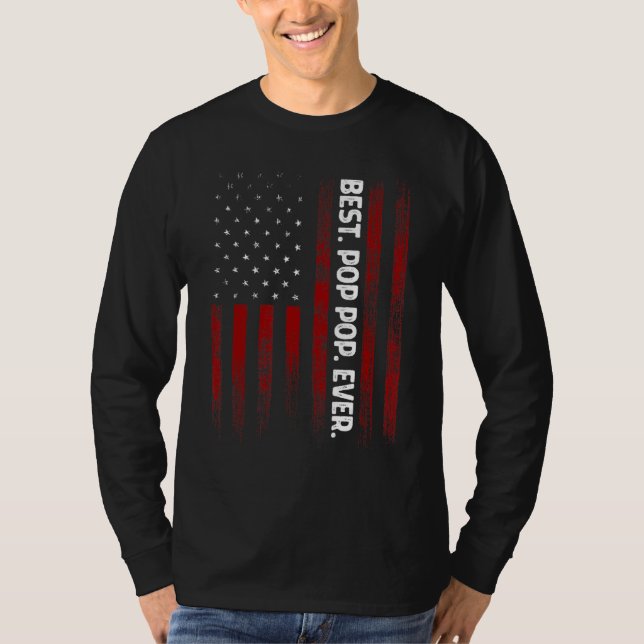 Mens Best Pop Pop Ever American Flag Fathers Day   T-Shirt (Front)
